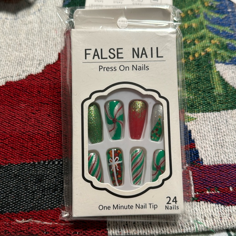 Long holiday press on nails